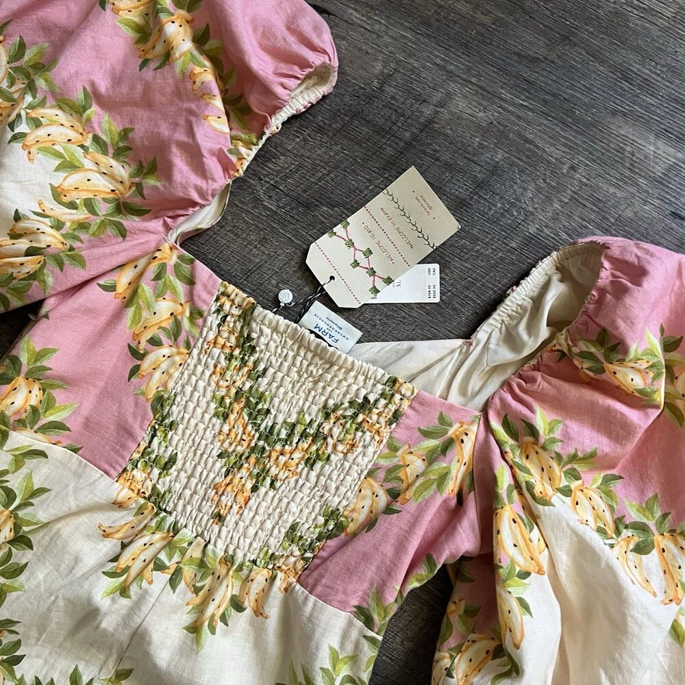 NWT Anthropologie FARM Rio Linen Blend Puff Sleeve Romper - Picture 11 of 15